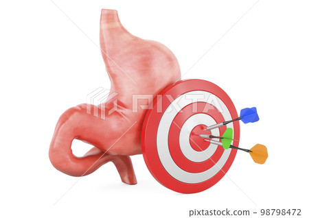 Target with arrows and stomach, 3D rendering 98798472