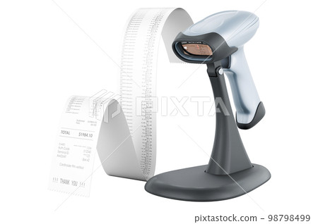 Bar code reader, scanner with printed receipt. 3D rendering 98798499