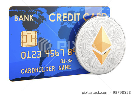 Credit card with Ethereum, 3D rendering 98798538