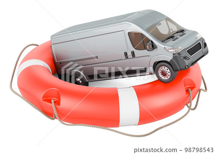 Delivery van inside lifebelt, 3D rendering 98798543