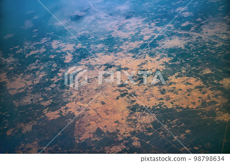Indian air travel. Regulary fields in valley of foothills of Himalayas Indian air travel. Regulary fields in valley of foothills of Himalayas 98798634