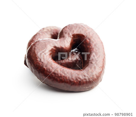 Sweet chocolate hearts isolated on white background. Sweet chocolate hearts isolated on white background. 98798901