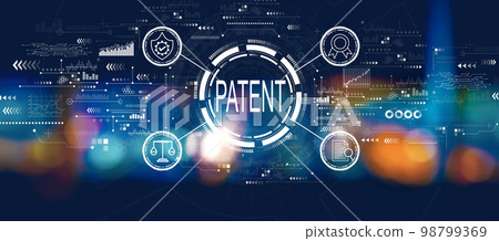 Patent concept with blurred city at night Patent concept with blurred city at night 98799369