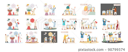 Soil analysis and earth pollution or structure control. Scientist measuring ground levels status metaphor 98799374