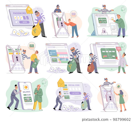 Concept of hacker attack, fraud investigation, internet phishing attack. Fraud prevention Concept of hacker attack, fraud investigation, internet phishing attack. Fraud prevention 98799602