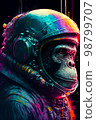 Ape in spacesuit with helmet, cyberpunk colorful graphic 98799707