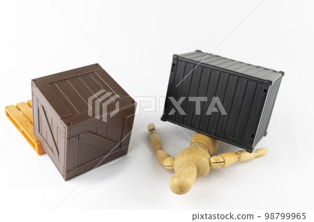 Drawing doll and luggage. Image of industrial accident 98799965