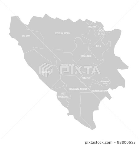 Bosnia and Herzegovina political map of administrative divisions 98800652