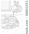 Cups and jug. Vector anti-stress coloring in sketch style. 98801051