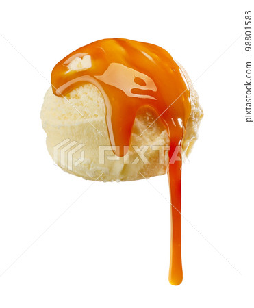vanilla ice cream with caramel sauce vanilla ice cream with caramel sauce 98801583