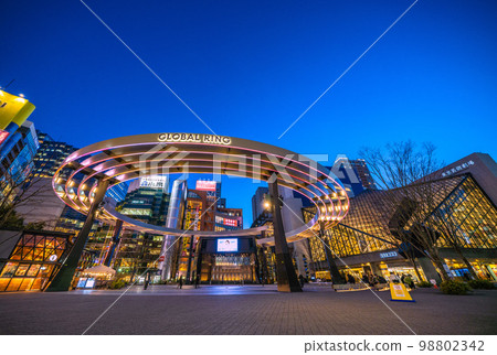 Tokyo cityscape in Japan February ・Ikebukuro Nishiguchi Park in front of Ikebukuro Station ・Looking at the global ring shining in “rainbow color” = February 1 98802342