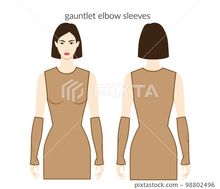 Gauntlet sleeves elbow length clothes character beautiful lady in nude top, shirt, dress technical fashion illustration Gauntlet sleeves elbow length clothes character beautiful lady in nude top, shirt, dress technical fashion illustration 98802496