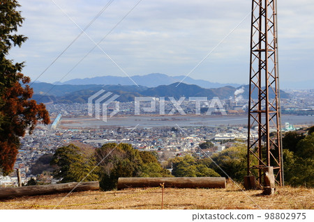 Oigawa coastal area viewed from Suwahara Castle (Oigawa Bridge, toward Shimada city) 98802975