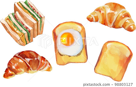 Set of delicious cooking bread watercolor style Set of delicious cooking bread watercolor style 98803127
