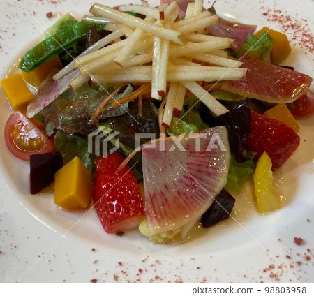 Fresh salad of vegetables and fruits Fresh salad of vegetables and fruits 98803958