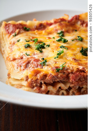 Lasagna served on a plate Lasagna served on a plate 98805426