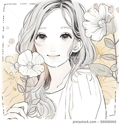 A woman wrapped in beautiful flowers watercolor illustration "AI-generated image" 98806668