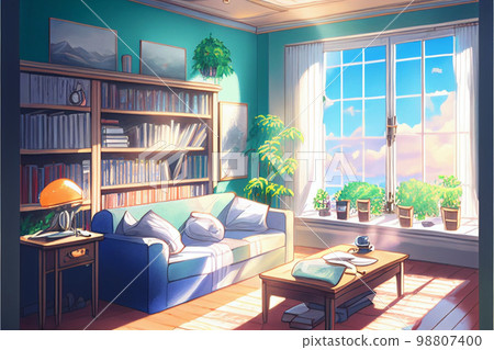 客廳有書架AI圖像 客廳有書架AI圖像 98807400