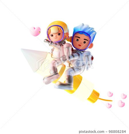情人節情侶卡通人物的 3D 渲染 情人節情侶卡通人物的 3D 渲染 98808284