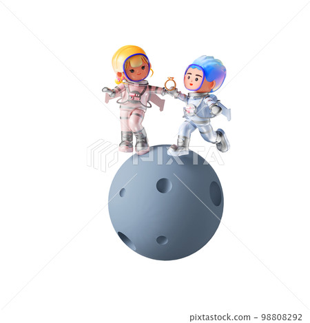 情人節情侶卡通人物的 3D 渲染 98808292