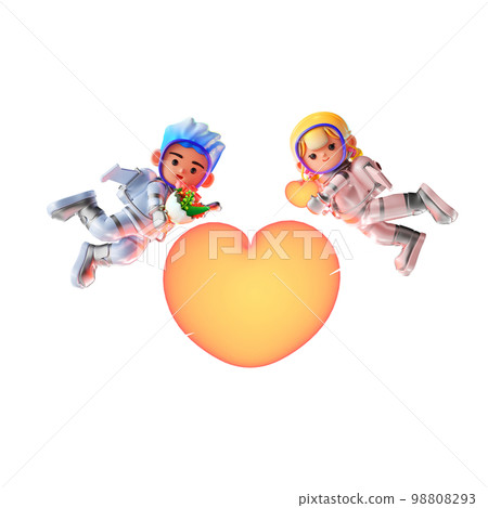 情人節情侶卡通人物的 3D 渲染 情人節情侶卡通人物的 3D 渲染 98808293