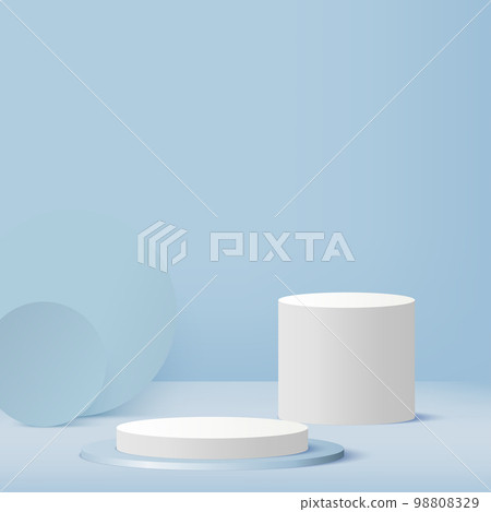 3d blue color podium and minimal blue color wall scene. 3d podium minimal abstract background. Pastel color abstract room design. Vector 3d blue color podium and minimal blue color wall scene. 3d podium minimal abstract background. Pastel color abstract room design. Vector 98808329