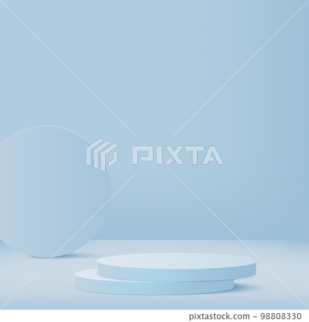 3d blue color podium and minimal blue color wall scene. 3d podium minimal abstract background. Pastel color abstract room design. Vector 3d blue color podium and minimal blue color wall scene. 3d podium minimal abstract background. Pastel color abstract room design. Vector 98808330