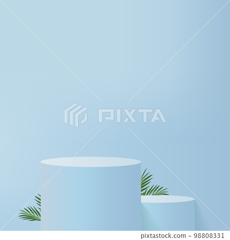 3d blue color podium and minimal blue color wall scene. 3d podium minimal abstract background. Pastel color abstract room design. Vector 3d blue color podium and minimal blue color wall scene. 3d podium minimal abstract background. Pastel color abstract room design. Vector 98808331