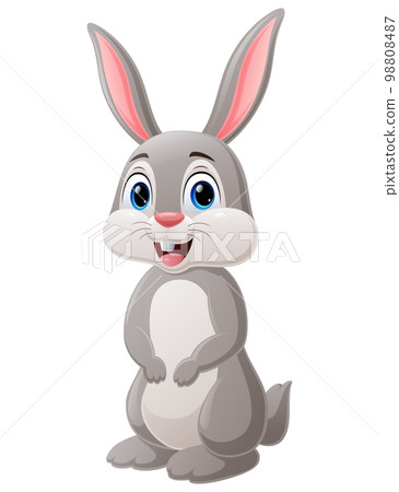 Cute rabbit cartoon on white background 98808487