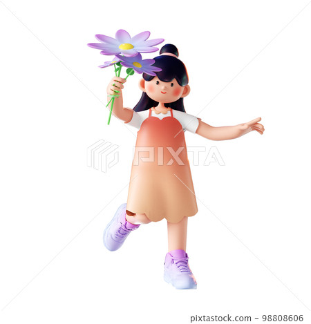 3d 渲染卡通女孩 98808606