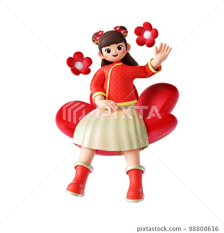 3d 渲染卡通女孩 3d 渲染卡通女孩 98808616