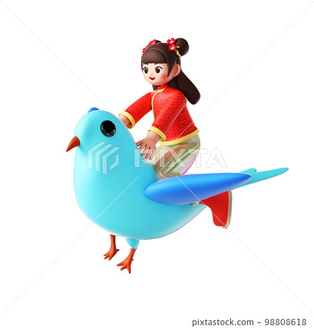 3d 渲染卡通女孩 98808618