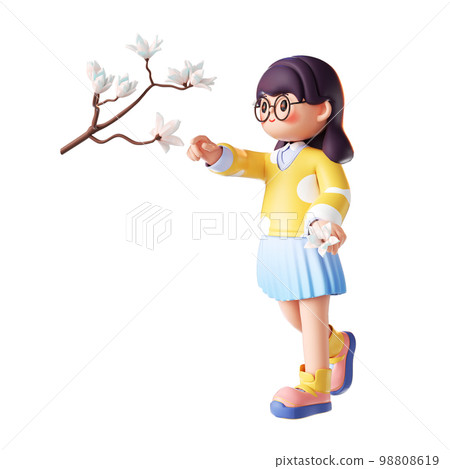 3d 渲染卡通女孩 98808619