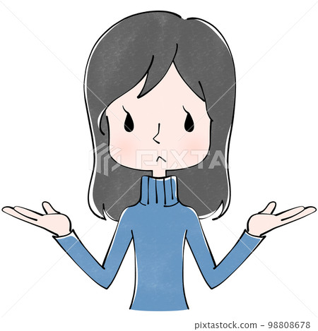 一個女人做出完全不知道的手勢的插圖 98808678