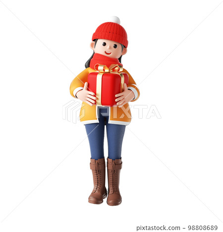 3D 渲染的時尚潮流購物卡通女性角色 98808689