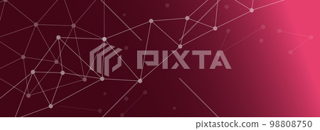 Vector image for banner drawn with a geometric pattern that imaged synapses and chemical formulas on a red gradation background 98808750