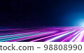 3d rendering sci fi and technology background. Pink and light blue light trail on dark background. 98808990