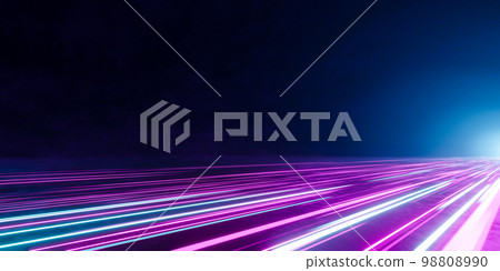 3d rendering sci fi and technology background. Pink and light blue light trail on dark background. 3d rendering sci fi and technology background. Pink and light blue light trail on dark background. 98808990
