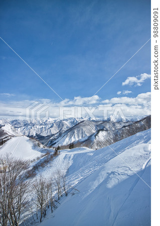 Scenery from the snowy mountain ski resort 98809091