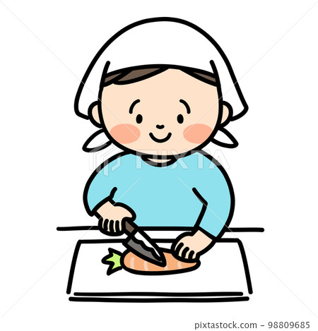 做飯的孩子 切菜的男孩 98809685