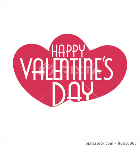 Vector illustration of Valentine's day greeting card with two hearts with text. Website, posters, coupons, advertising. 98810063