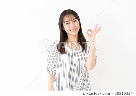 Female portrait ok sign recommended Female portrait ok sign recommended 98810324