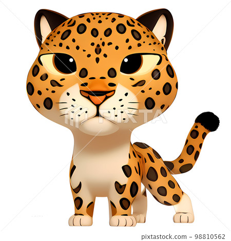 Leopard Cartoon character. Cute little animal illustration on white background. 98810562