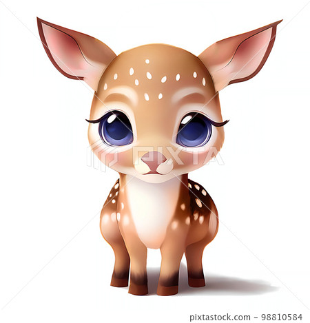 Deer Cartoon character. Reindeer Cute little animal illustration on white background. 98810584