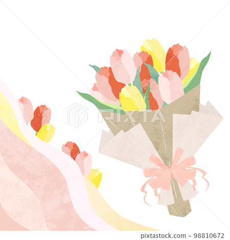 鬱金香花束禮物手繪水彩風格插畫 98810672