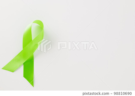 Green awareness ribbon of Gallbladder and Bile Duct Cancer month isolated on white background with copy space, concept of medical and health care support Green awareness ribbon of Gallbladder and Bile Duct Cancer month isolated on white background with copy space, concept of medical and health care support 98810690