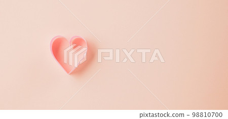 Happy Valentines Day. Flat lay pink ribbon heart shaped on pastel pink background, Festive background with copy space, Mother's day, Woman's day 98810700