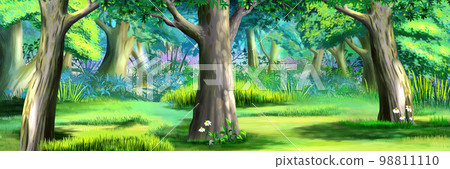 Tree trunk in a forest illustration 98811110