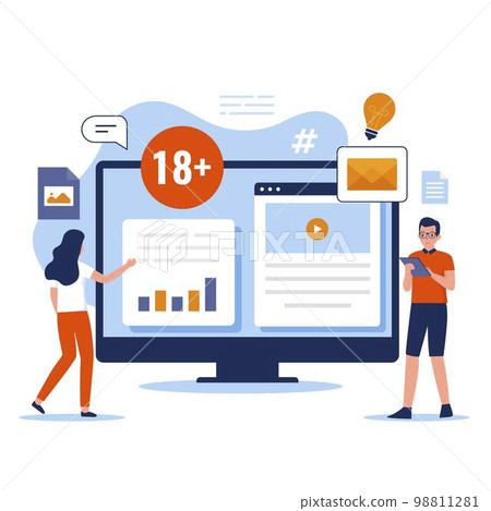 Adult content restriction illustration concept Adult content restriction illustration concept 98811281