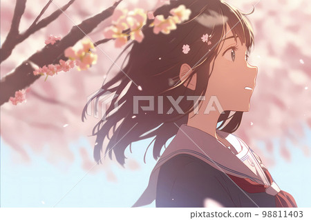 女學生、櫻花季、畢業典禮、入學季“人工智能生成圖像” 98811403